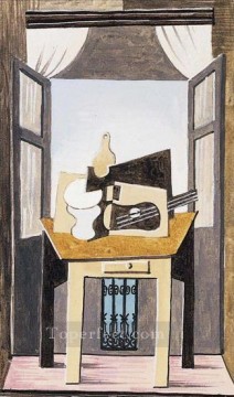  Delantera Pintura - Naturaleza muerta frente a una ventana cubista de 1919 Pablo Picasso